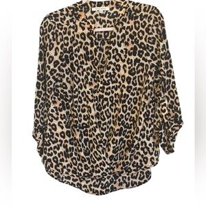 Animal Print Blouse - Black and Tan